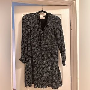 The Loft black dress with white dots. Flattering dress for the winter/ holidays
